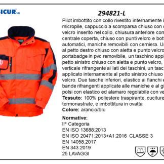 294821-L - Pilot imbottito 100%poliesteremaniche staccabili arancio/blu