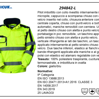 294842-L - Pilot imbottito 100%poliesteremaniche staccabili giallo/blu