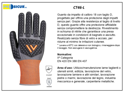 CT46-L - (Quantità per Confezione: 2 PA) - Guanto da impatto c/taglio d rivestimento schiuma nitrile