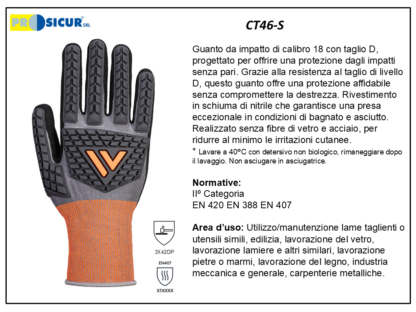 CT46-S - (Quantità per Confezione: 2 PA) - Guanto da impatto c/taglio d rivestimento schiuma nitrile