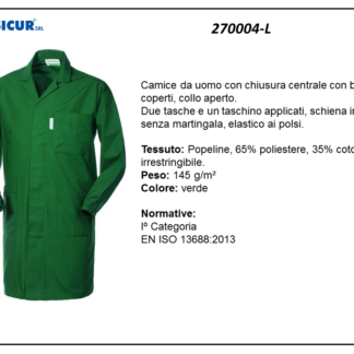 270004-L - Camice 65%poliestere 35%cotonec/bottoni coperti verde