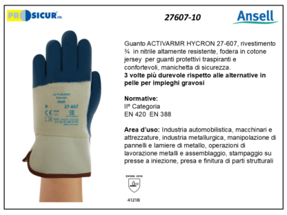 Guanto activarmr hycron rivest3/4 nitrile c/manichetta