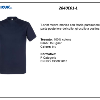 2840E01-L - (Quantità per Confezione: 2 PZ) - T-shirt girocollo 100% cotone blu