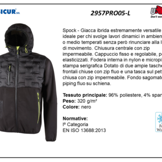 2957PRO05-L - Spock-giacca polieste/spandex fodera micropile nero