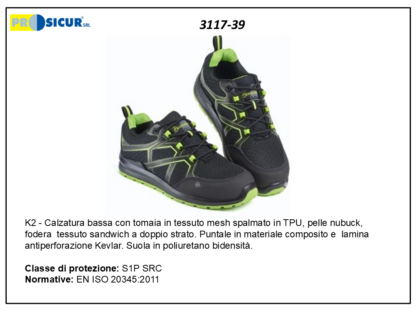 K2 calz.bassa mesh/pu puntale composito lamina kevlar s1psrc