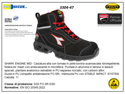 Shark calz.alta pelle punt/ alluminio lam/tex s3sfosr esd