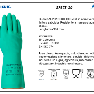 37675-10 - (Quantità per Confezione: 12 PA) - Guanto alphatec solvex nitrilel 330 mm