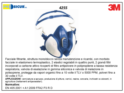 Facciale filtrante monoblocco senza manutenzione ffa2 p3 rd