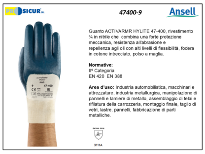 Guanto activarmr hylite riv. 3/4 nitrile polso a maglia