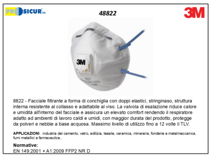 8822 facciale filtrante a conchiglia c/valvola ffp2 nrd