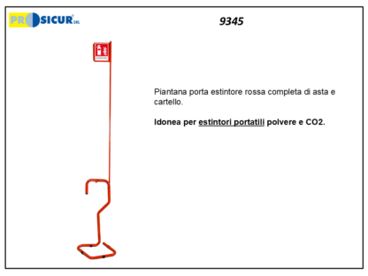 Piantana porta estintore completa di asta e cartello