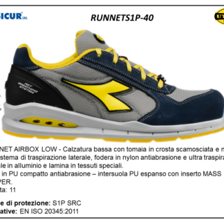 RUNNETS1P-40 - Calz.bassa crosta scamosc/meshpunt/allum.lam/tessuto s1p src