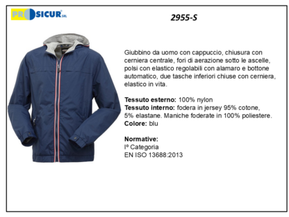 2955-S - Giubbino 100%nylon c/cappuccio