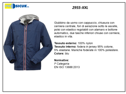 2955-XXL - Giubbino 100%nylon c/cappuccio