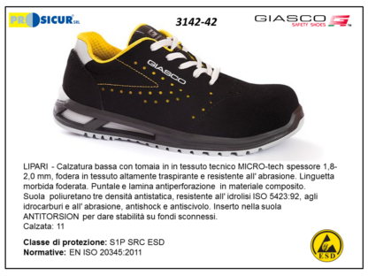 3142-42 - Lipari calz.bassa forata tex tech punt/lam.composito s1psrc