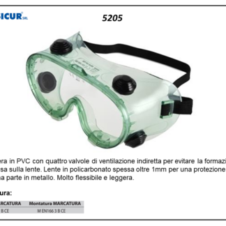 Maschera pvc 4 valvole ventil lente pc