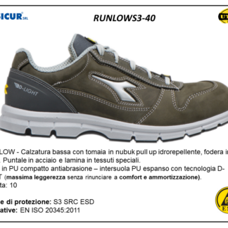 RUNLOWS3-40 - Calz.bassa nubuck idror. punt acciaio lam/tessuto s3 src esd