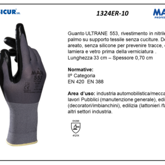 1324ER-10 - (Quantità per Confezione: 10 PA) - 553 guanto ultrane riv.nitriledorso areato p/maglia