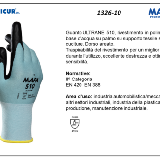 1326-10 - (Quantità per Confezione: 12 PA) - 510 guanto ultrane riv.polim. acqua dorso areato p/maglia