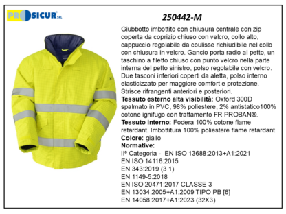 250442-M - Bomber imbottito av multinormaspalmato pvc giallo