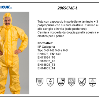 2865CME-L - (Quantità per Confezione: 10 PZ) - Tuta polietilene laminato+plp cuciturenastrate tipo3 4 5 6 b