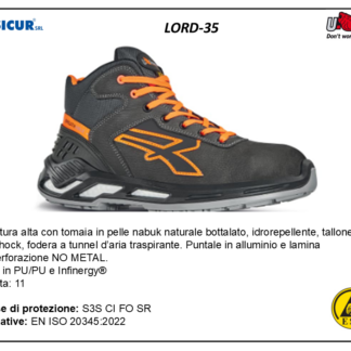 LORD-35 - Calz. alta pelle nubuk idroreptallon.antishock s3s ci fo sr