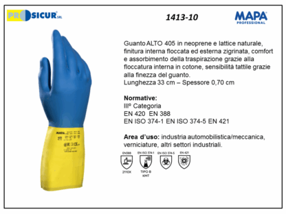 1413-10 - (Quantità per Confezione: 10 PA) - 405 guanto alto neoprene lattice l 33 cm
