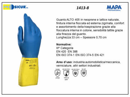 1413-8 - (Quantità per Confezione: 10 PA) - 405 guanto alto neoprene lattice l 33 cm