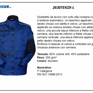 2630TEKZX-L - Giubbetto 60% cotone 40% pes multitasca blu/nero