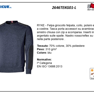 Felpa 70%cotone 30%pes 310gr girocollo blu