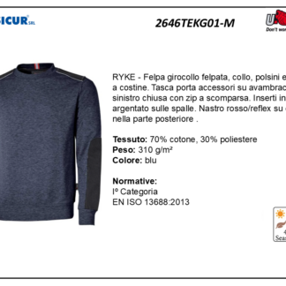 Felpa 70%cotone 30%pes 310gr girocollo blu
