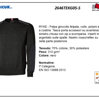 Felpa 70%cotone 30%pes 310gr girocollo nero