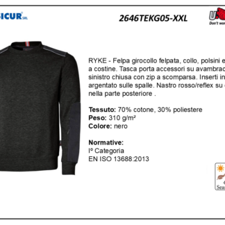 Felpa 70%cotone 30%pes 310gr girocollo nero