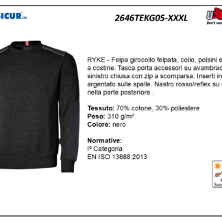 Felpa 70%cotone 30%pes 310gr girocollo nero