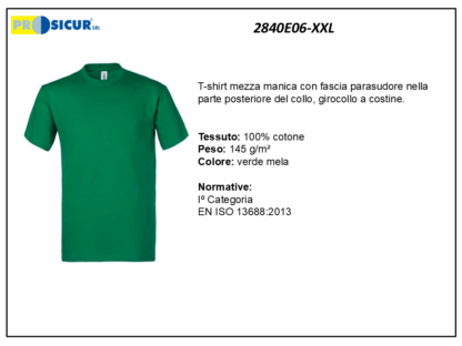 2840E04-XXL - (Quantità per Confezione: 2 PZ) - T-shirt girocollo 100% cotone verde