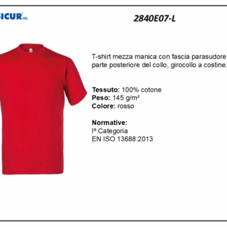 2840E07-L - (Quantità per Confezione: 2 PZ) - T-shirt girocollo 100% cotone rosso
