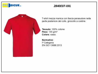 2840E07-XXL - (Quantità per Confezione: 2 PZ) - T-shirt girocollo 100% cotone rosso