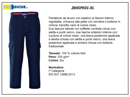 Pantalone 100%cotone twill invernale multitasca blu