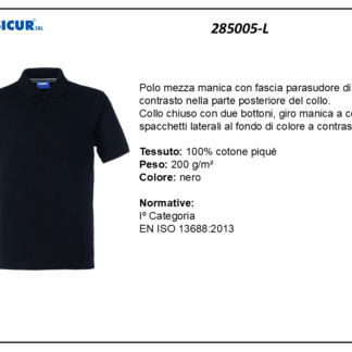 285005-L - Polo 100% cotone pique m/c nero