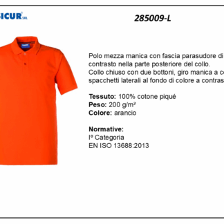 285009-L - Polo 100% cotone pique m/c arancio