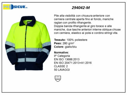 294042-M - Pile av 100% poliestere zip lunga giallo/blu