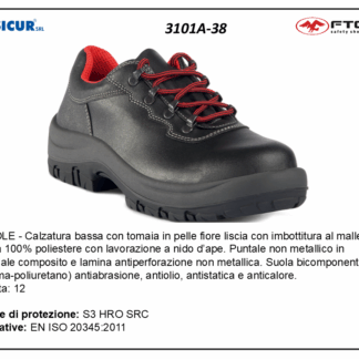3101A-38 - Ercole calz.bassa pelle fiore punt.comp/lam.tessuto s3hrosrc