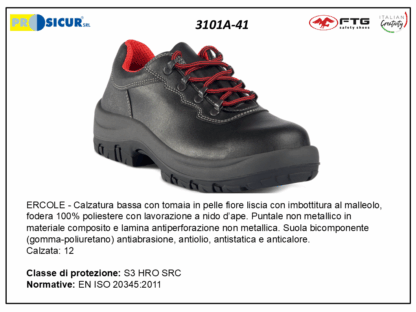 3101A-41 - Ercole calz.bassa pelle fiore punt.comp/lam.tessuto s3hrosrc