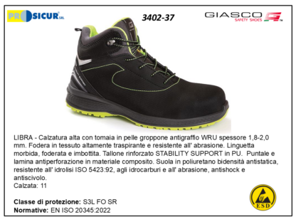 Libra calz.alta pelle gropponewru punt/lam.compos.s3l fo sr