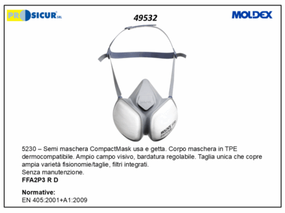 5230 semimaschera contro gas vapori filtro piegh.ffa2p3 rd