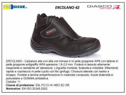 ERCOLANO-42 - Calz.alta pelle idrorepellentecop.metatarsale s3l focihihro
