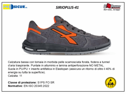 SIRIOPLUS-41 - Calz.bassa pelle scam.forata punt/all.lam/nometal s1ps fosr