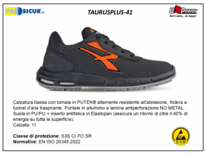 TAURUSPLUS-41 - Calz.bassa tex tecnico puntaleallum.lam/nometal s3s ci fo sr