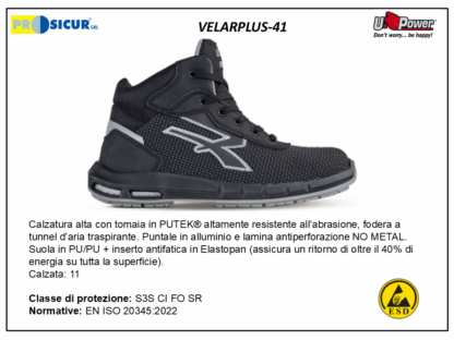 VELARPLUS-41 - Calz.alta tex tecnico puntale allum.lam/nometal s3s ci fo sr