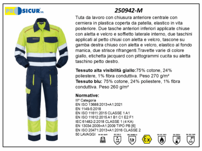 250942-M - Tuta pentavalente pes/cotone alta visibilita' giallo blu
